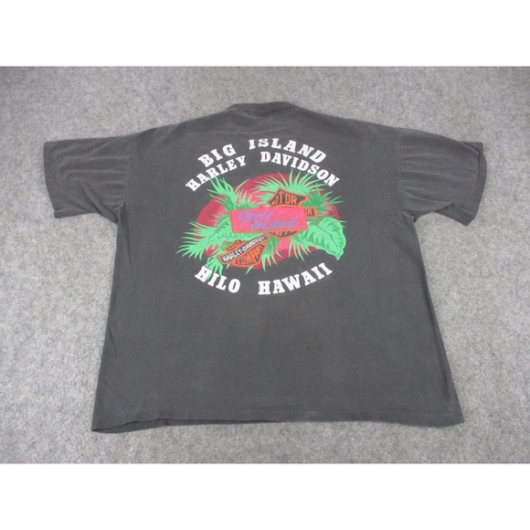 Signal Other - VINTAGE Harley Davidson Shirt Mens XL Black Henley Hilo Hawaii Signal USA Biker